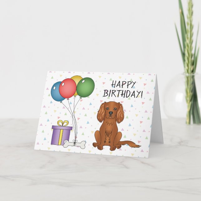 Carte Chien Cavalier King Charles Spaniel Ruby - Anniver (Devant)