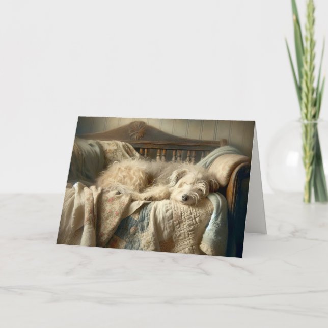 Carte Chien Chaggy Dormant Sur Une Planche (Devant)