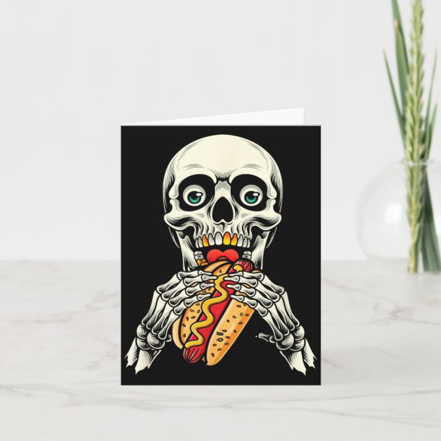 Carte Chien Chaud de squelette Halloween (Devant)