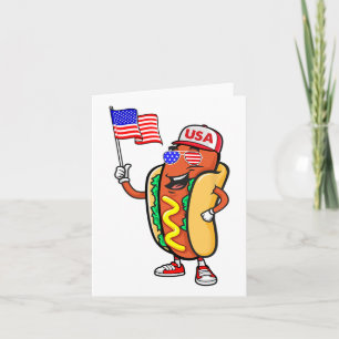 Carte Chien chaud patriotique Drapeau américain Usa Drôl