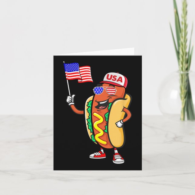 Carte Chien Chaud Patriotique Drapeau Américain Usa Drôl (Devant)