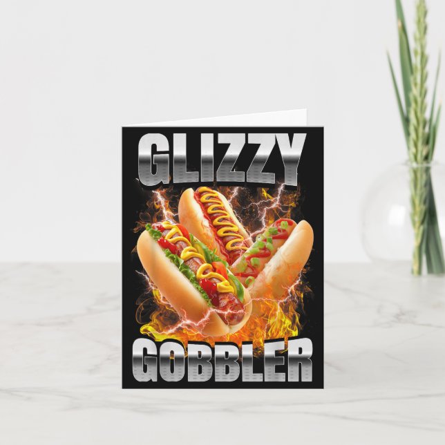 Carte Chien Chaud Rétro Glizzy Gobbler Bootleg Memes (Devant)