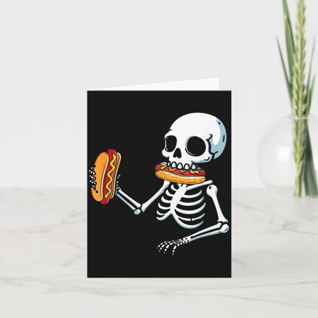 Carte Chien chaud squelette Halloween (Devant)