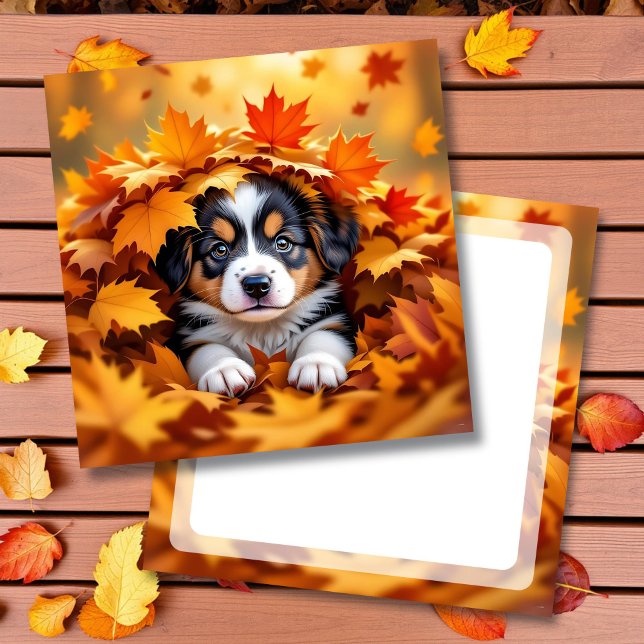 Carte Chien chic mignon dans les feuilles d'automne (Créateur téléchargé)