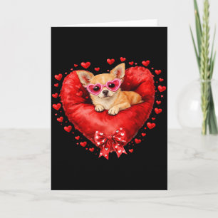 Carte Chien Chihuahua Ballon Rouge Cœur Saint-Valentin A