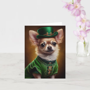 Carte Chien Chihuahua en robe de la Saint-Patrick