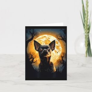 Carte Chien Chihuahua Lune Silhouette Halloween Drôle Mé