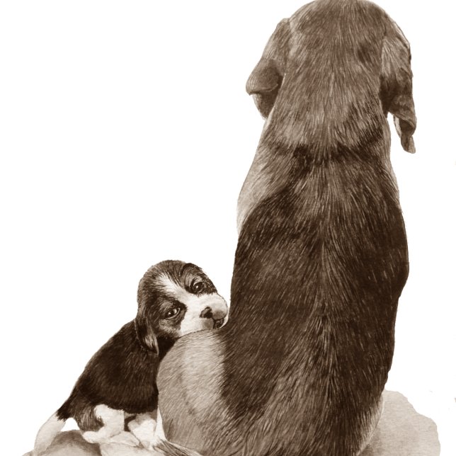 Carte Chien chiot beagle mignon avec vers pour papa (Créateur téléchargé)