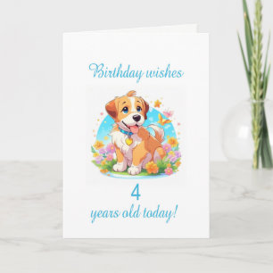 Carte Chien chiot de 4e anniversaire
