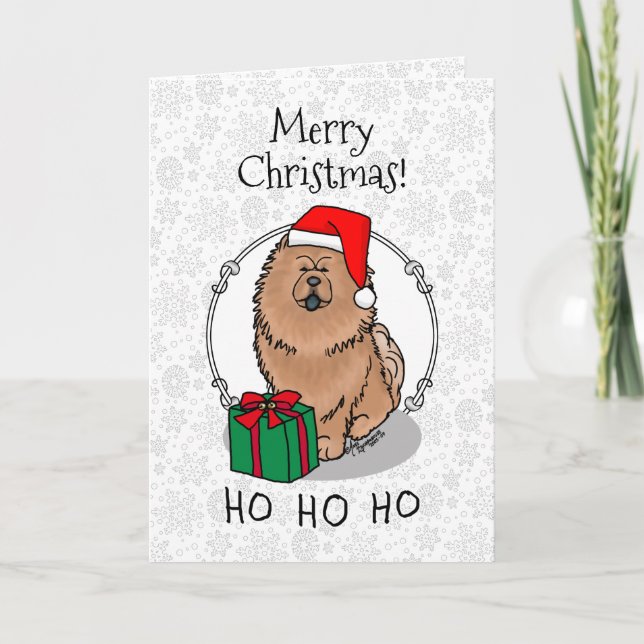Carte Chien Chow Chow Chow de Noël (cannelle) mignonne (Devant)