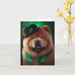 Carte Chien Chow Chow en robe de la Saint-Patrick