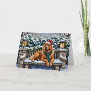Carte Chien Chow Chow Jardin d'Hiver Serein Art de Noël