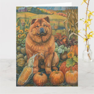 Carte Chien Chow Chow Récolte d'Automne Action de Grâce