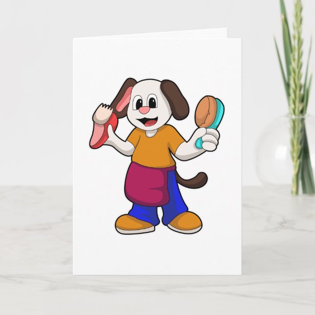 Carte Chien coiffeur avec rasoir (Devant)