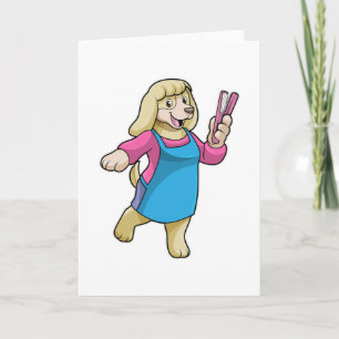 Carte Chien comme coiffeur avec peigne