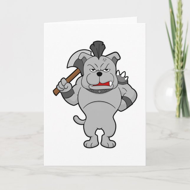Carte Chien comme guerrier avec hache (Devant)