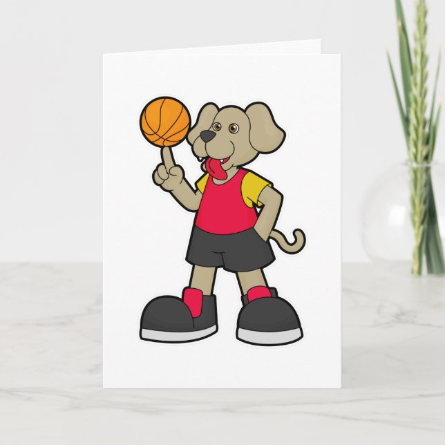 Carte Chien comme joueur de basket-ball avec basket-ball (Devant)