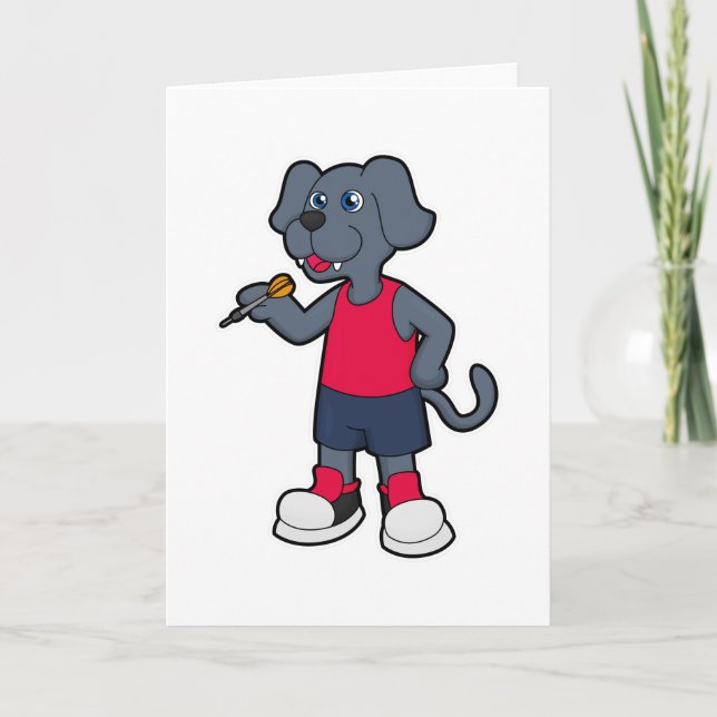 Carte Chien comme joueur de fléchettes avec des fléchett (Devant)