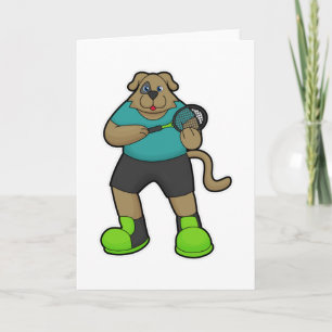 Carte Chien comme joueur de tennis avec raquette de tenn