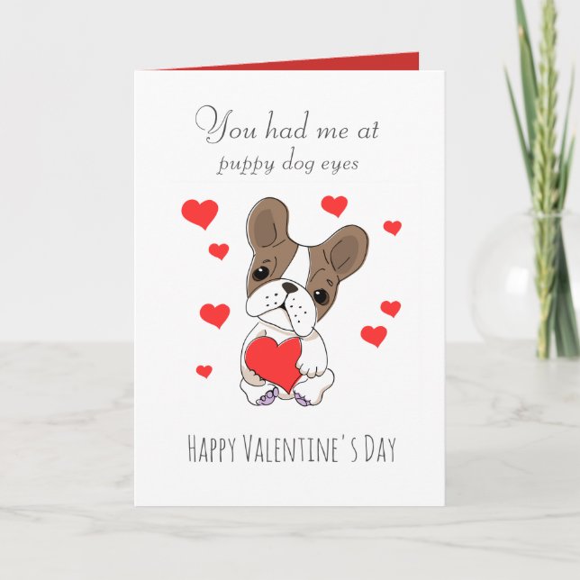 Carte Chien coquelicot yeux mignonne Valentine's (Devant)