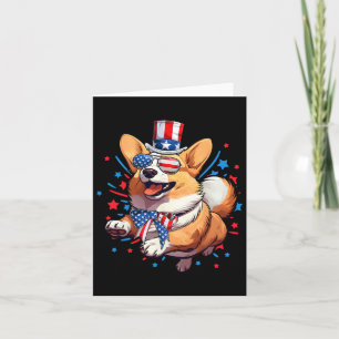 Carte Chien Corgi 4 juillet Drapeau américain Usa Patrio