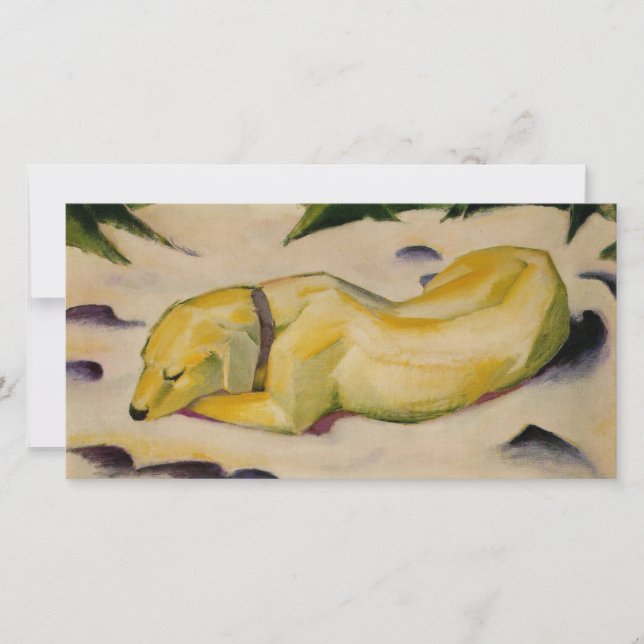 Carte Chien couché dans la neige (par Franz Marc) (Devant)