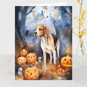 Carte Chien courant américain anglais d'Halloween avec d