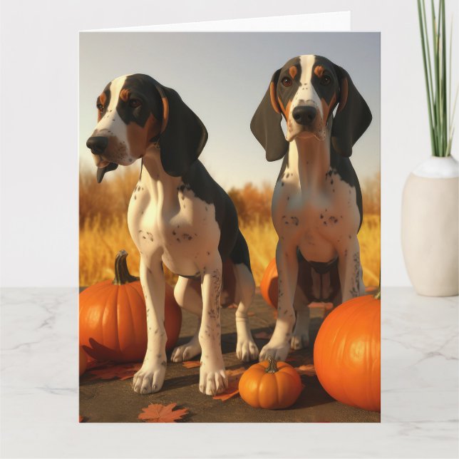 Carte Chien courant Treeing Walker chiot citrouille d'au (Devant)