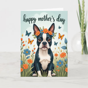 Carte Chien Couronne Florale