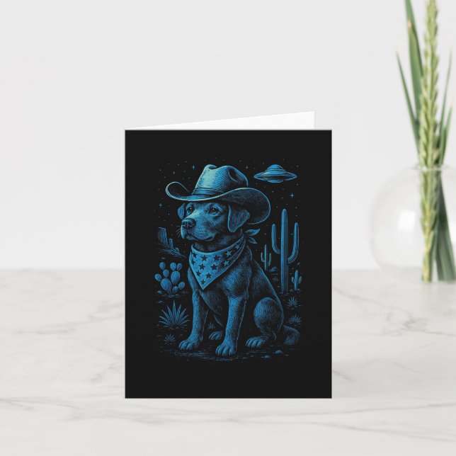 Carte Chien Cowboy Labrador Retriever Alien Occidental D (Devant)