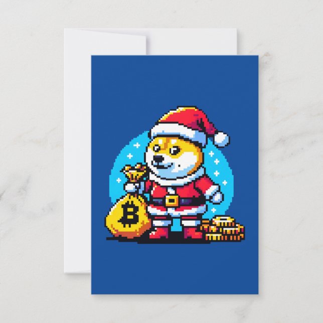 Carte Chien Crypto Festif - Conception de Noël en Pixel  (Devant)