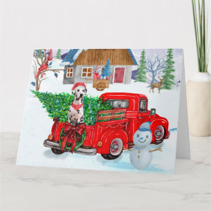 Carte Chien dalmate dans un camion de livraison de Noël