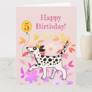 Carte Chien dalmate souhaite joyeux cinquième anniversai