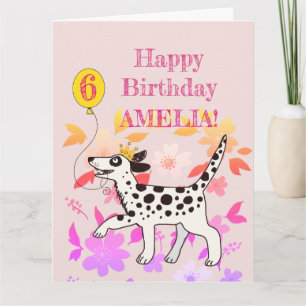 Carte Chien dalmate souhaite joyeux sixième anniversaire