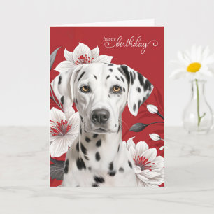 Carte Chien Dalmatien avec Lys Blancs sur Anniversaire R