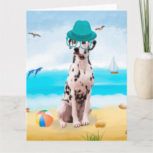 Carte Chien Dalmation sur la plage