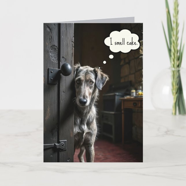 Carte Chien d'Anniversaire à la porte (Devant)