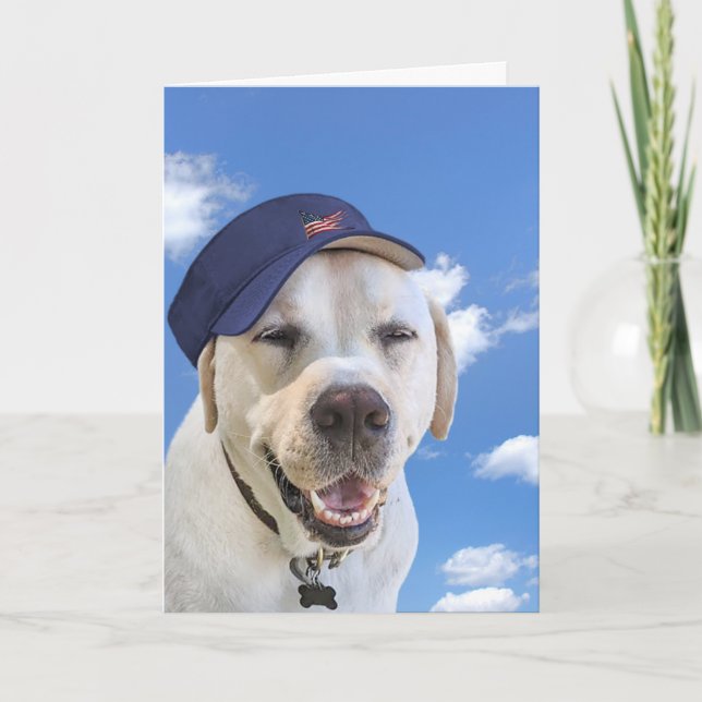 Carte Chien d'anniversaire avec chapeau (Devant)