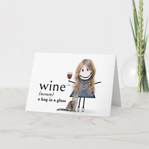 Carte Chien D'Anniversaire Fille Avec Vin Et Chat