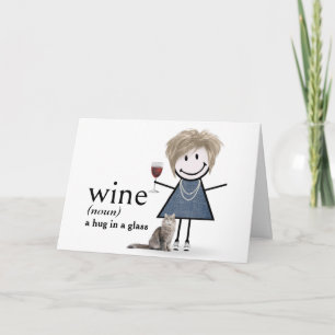 Carte Chien D'Anniversaire Fille Avec Vin Et Chat