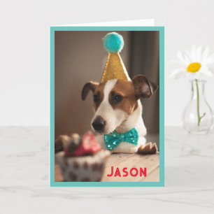 Carte Chien dans Anniversaire Casquette de fête Personna