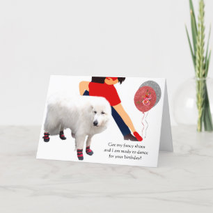 Carte Chien dansant avec des chaussures rouges Anniversa