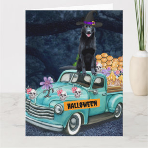 Carte Chien de berger allemand Halloween camion nuit eff