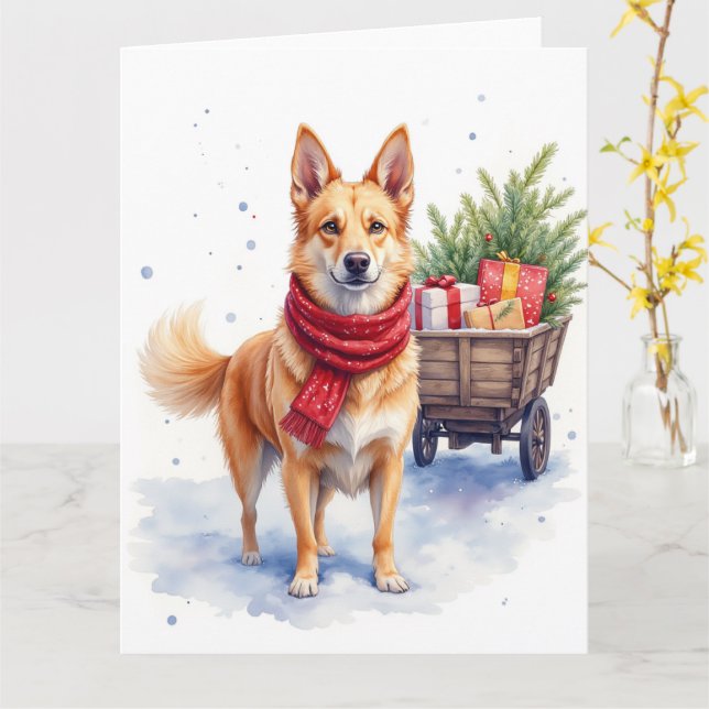 Carte Chien de berger australien à queue courte à l'aqua (Fleur jaune)