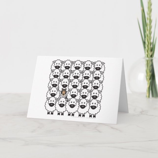 Carte Chien de berger de Shetland chez les moutons (Devant)
