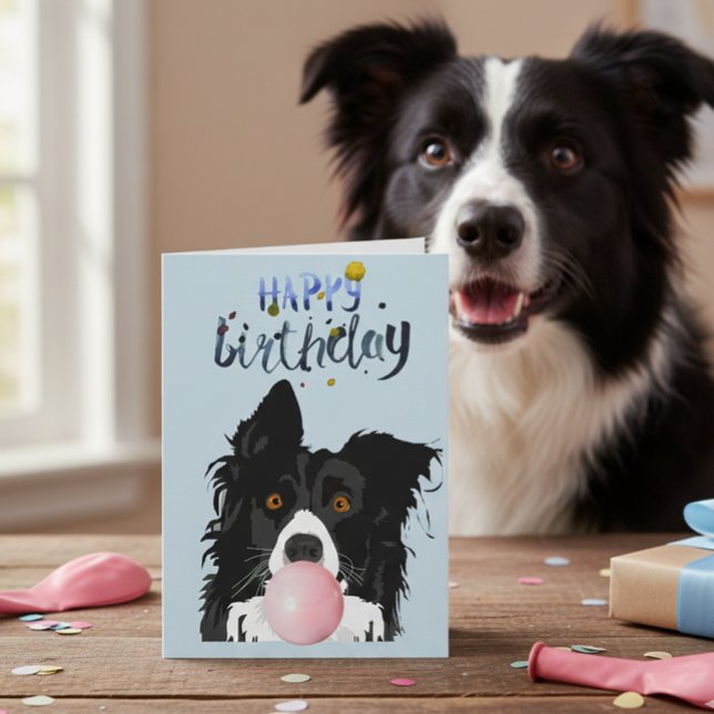 Carte Chien de Border Collie d'anniversaire Animal Bubbl (Créateur téléchargé)