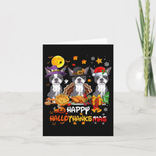 Carte Chien de Boston Terrier Happy Halloween Thanksgivi