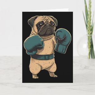 Carte Chien de boxe Carlin Boxeur Gants de boxe Mma Kick