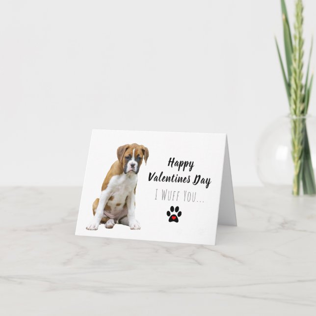 Carte Chien de boxe Fête Valentine (Devant)
