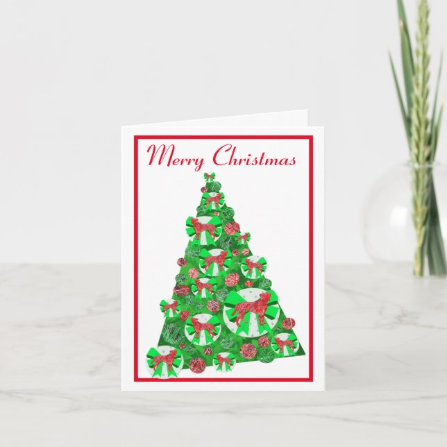 Carte Chien de boxe Silhouette Arbre de Noël Blanc (Devant)